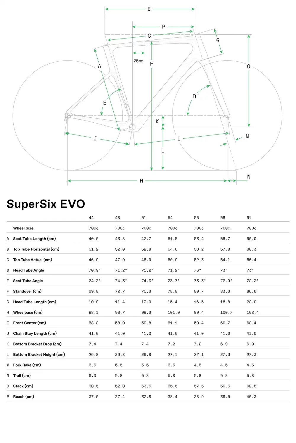 SuperSix EVO LAB71 Team Frameset - Geometria