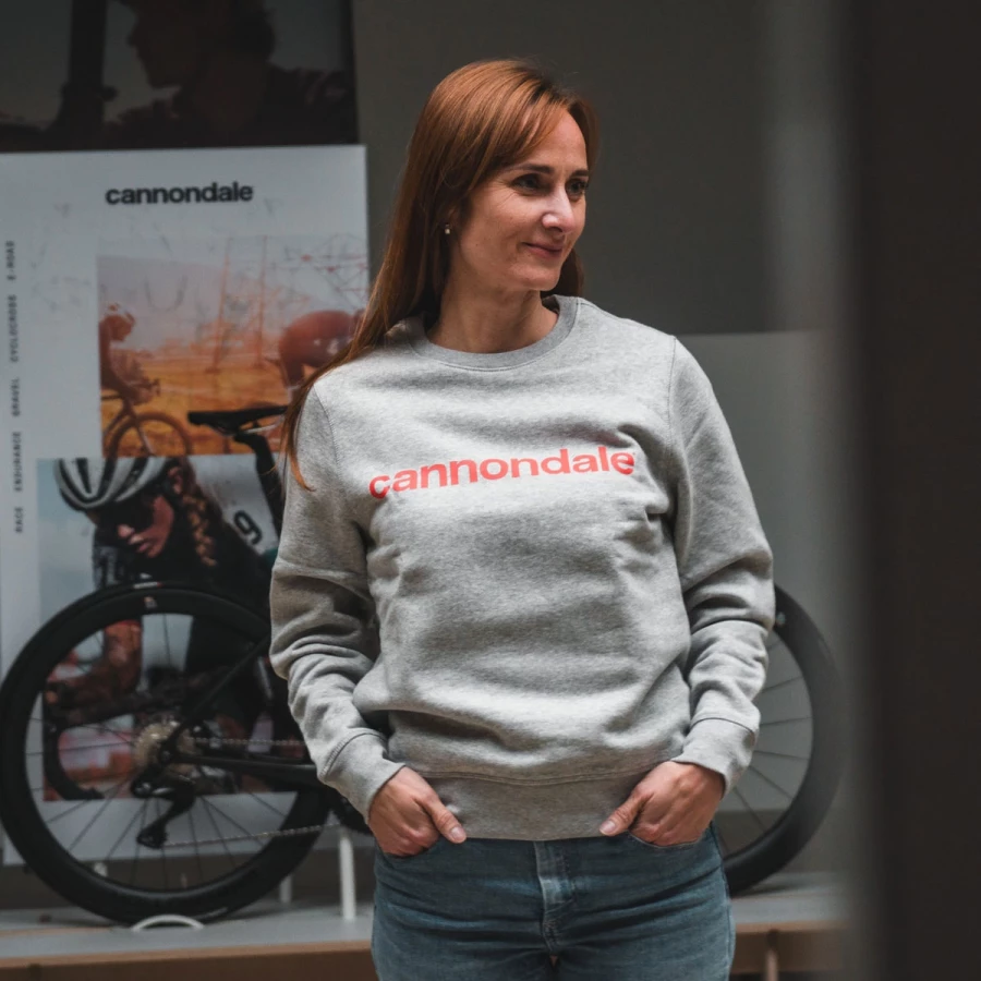 Cannondale Crewneck sweatshirt Logo - Heather Gray w Rally Red