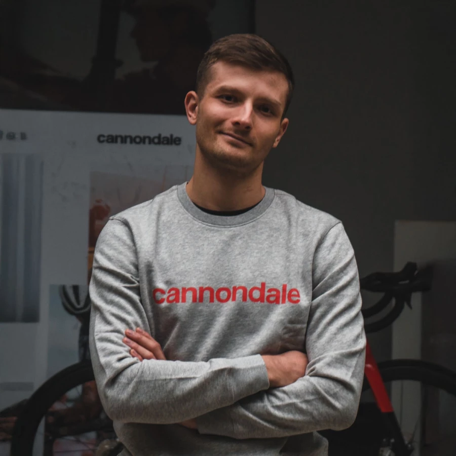 Cannondale Crewneck sweatshirt Logo - Heather Gray w Rally Red
