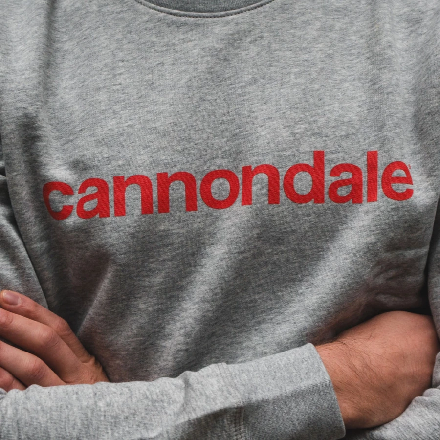 Cannondale Crewneck sweatshirt Logo - Heather Gray w Rally Red
